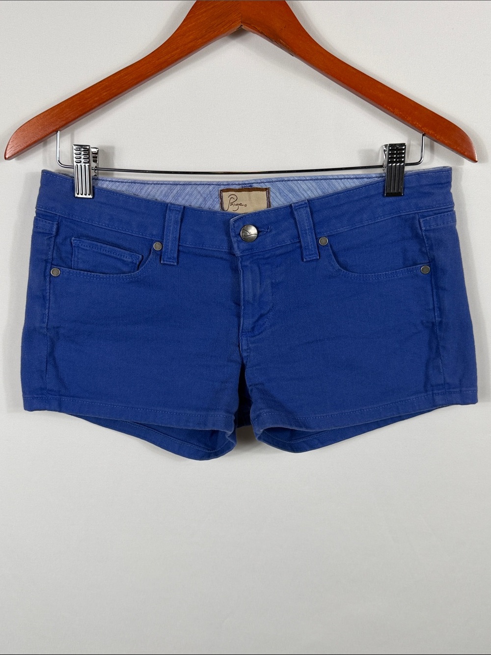 PAIGE Canyon Short. Cobalt Blue Denim Micro Jean Shorts. Women’s Size 27